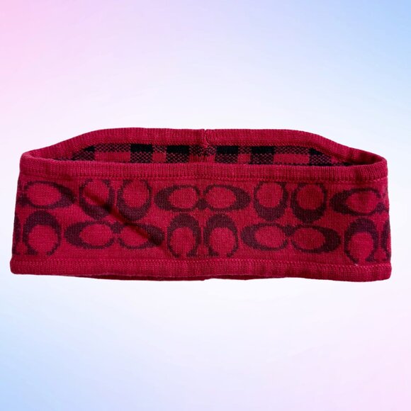 COACH REVERSIBLE SIGNATURE PLAID HEADBAND in True Red - Picture 1 of 3